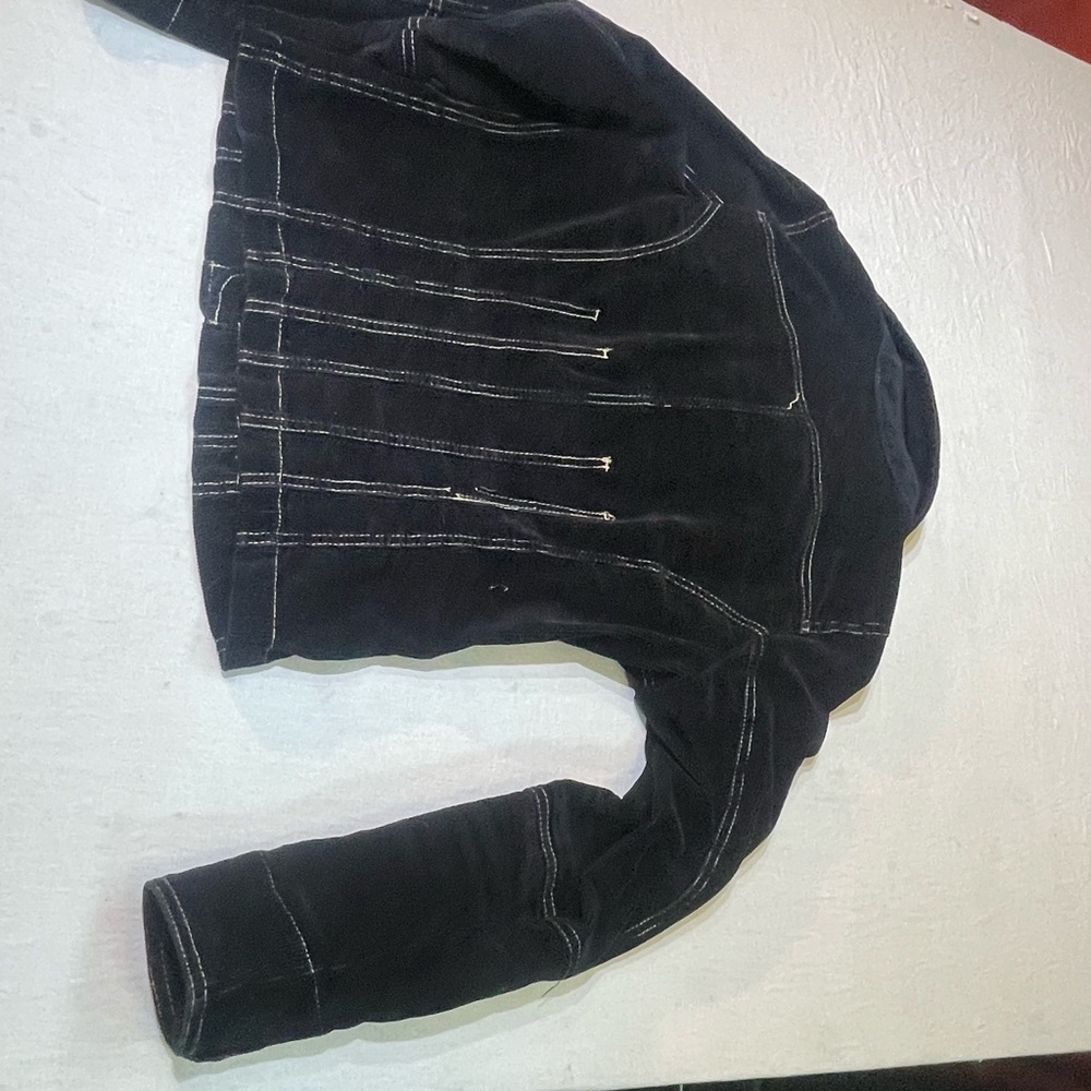 Tulle Petite Black womens corduroy Jacket with Button Accents - Picture 3 of 4